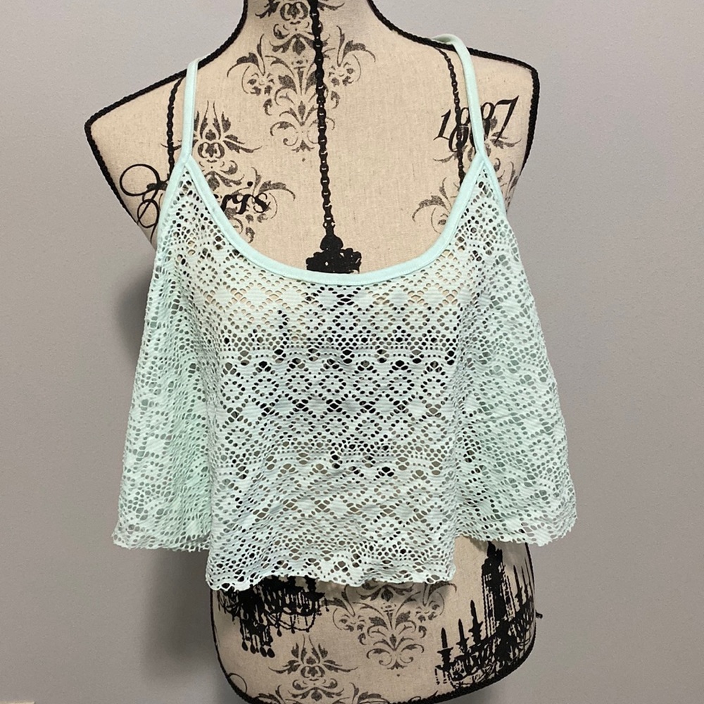 Pink VS Blue Crop Swimsuit Coverup Top